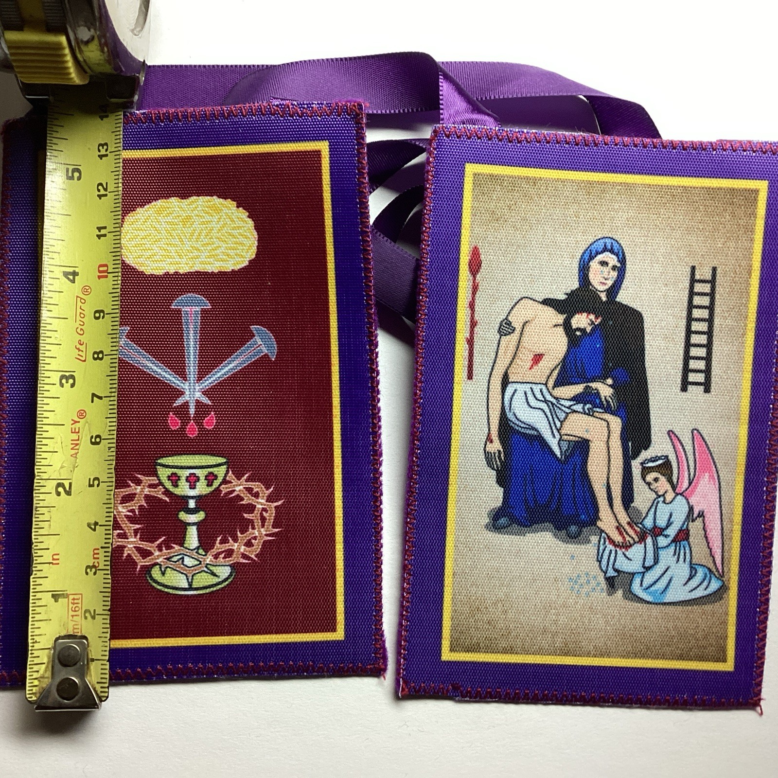 Scapulars Catholic,Purple Scapular and Holy Cards In Spanish Protection, Favors