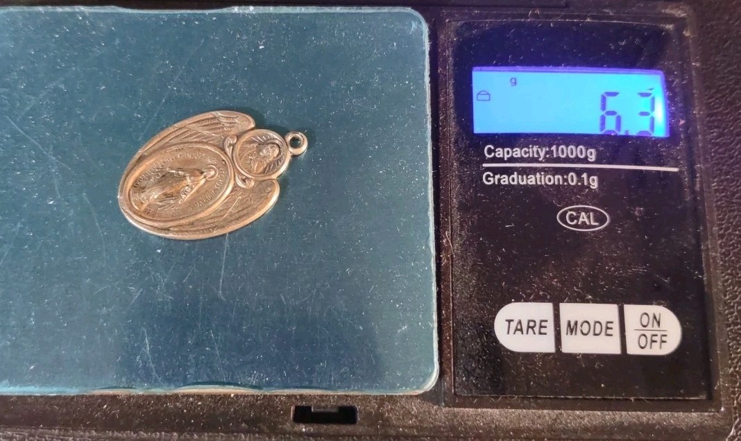 6.3 Grams Vintage Saint Mary & Jesus HMH Medal Sterling Silver 925 Charm