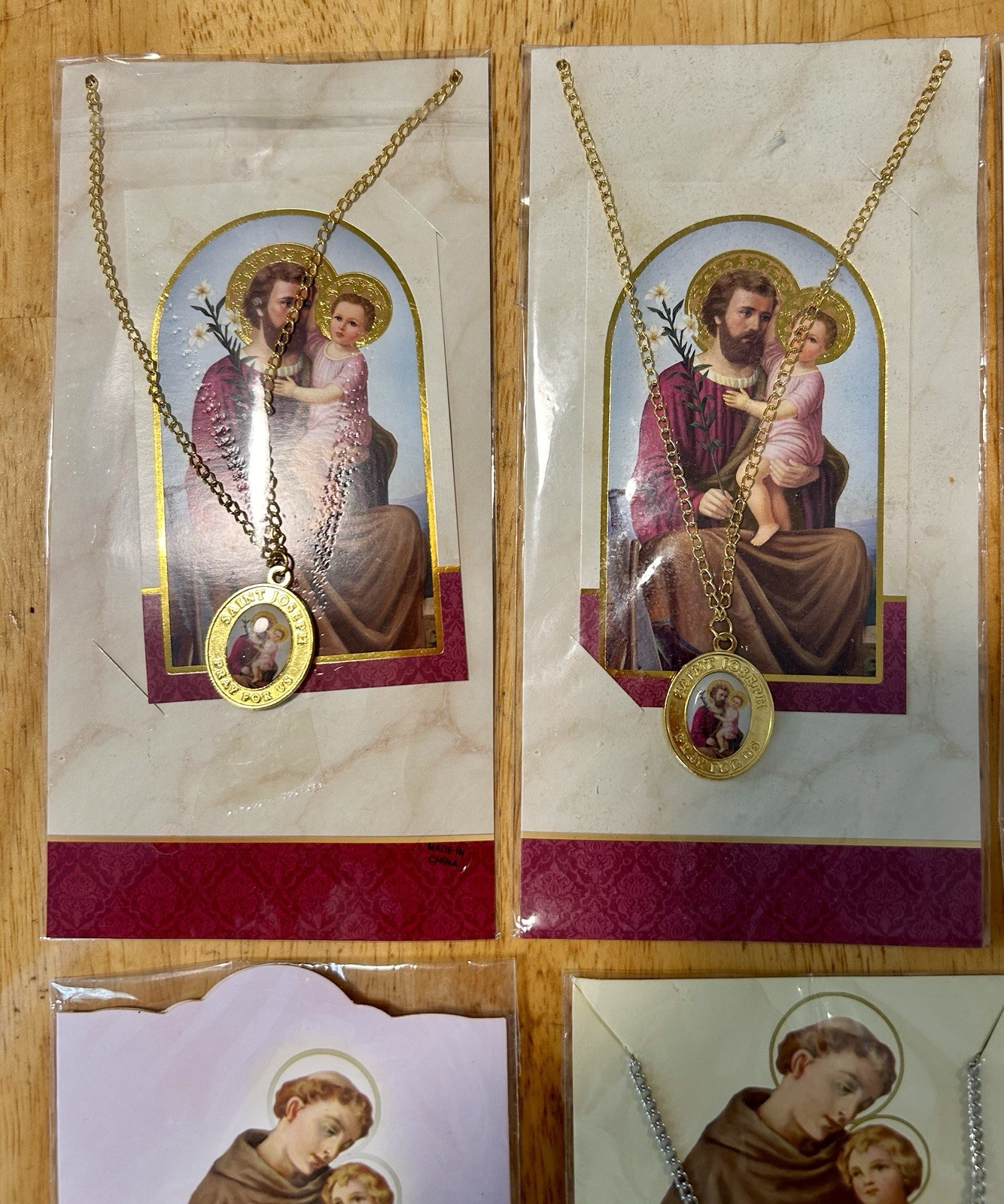 Lot 9 Catholic Medal Necklaces Religious NEW St Jude St Joseph -Anthony Prayer