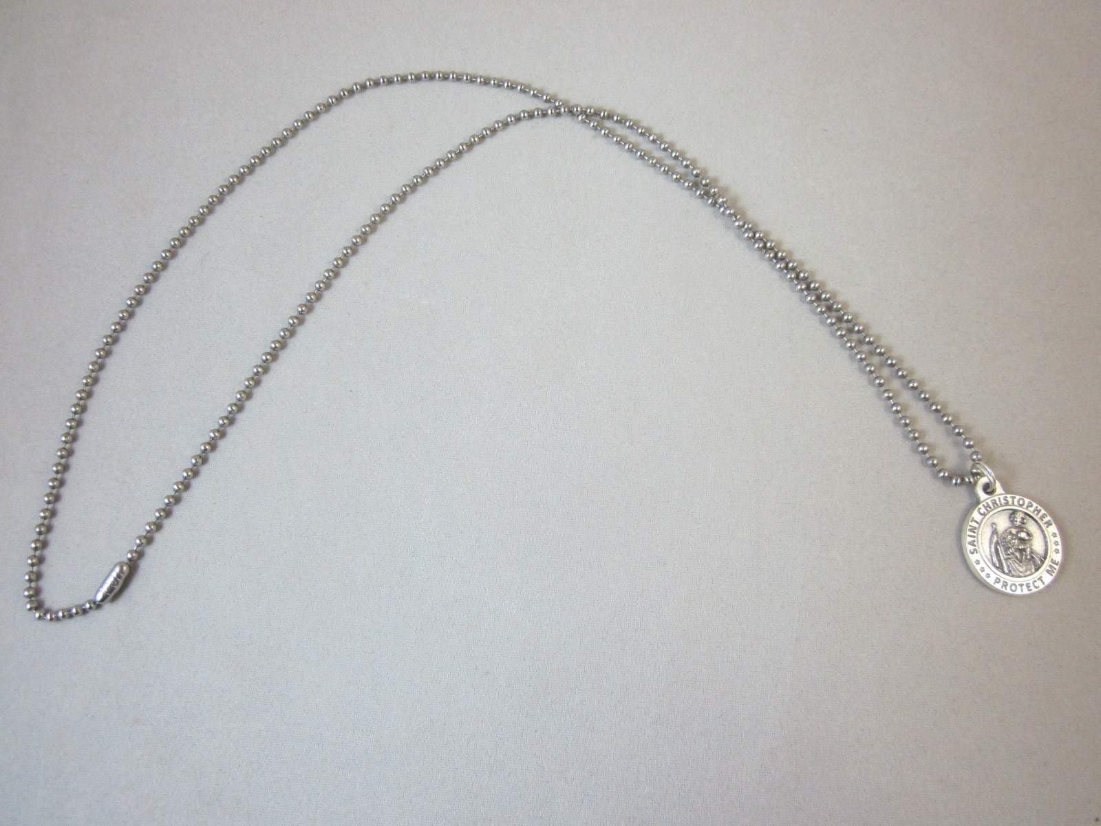 St Christopher / Proud To Be American Medal Italy 24″ Stainless Steel Ball Chain