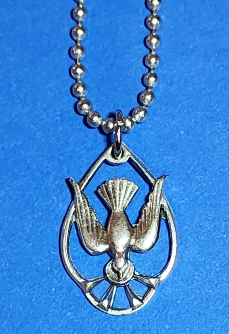 Holy Spirit Dove Necklace Unisex Creed Italy – 1″ Medal – 26″ Ball Chain