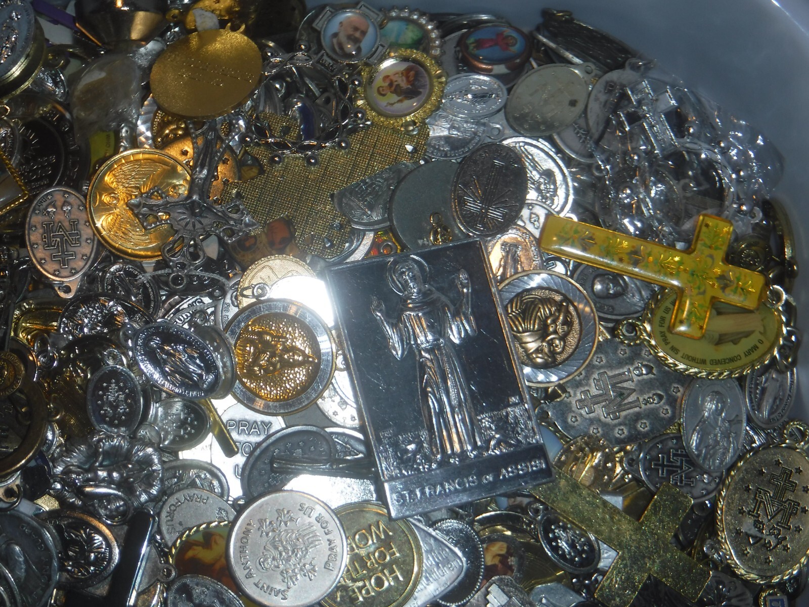 Catholic Religious Medal Lot, Catholic Medals Lot Half Pound
