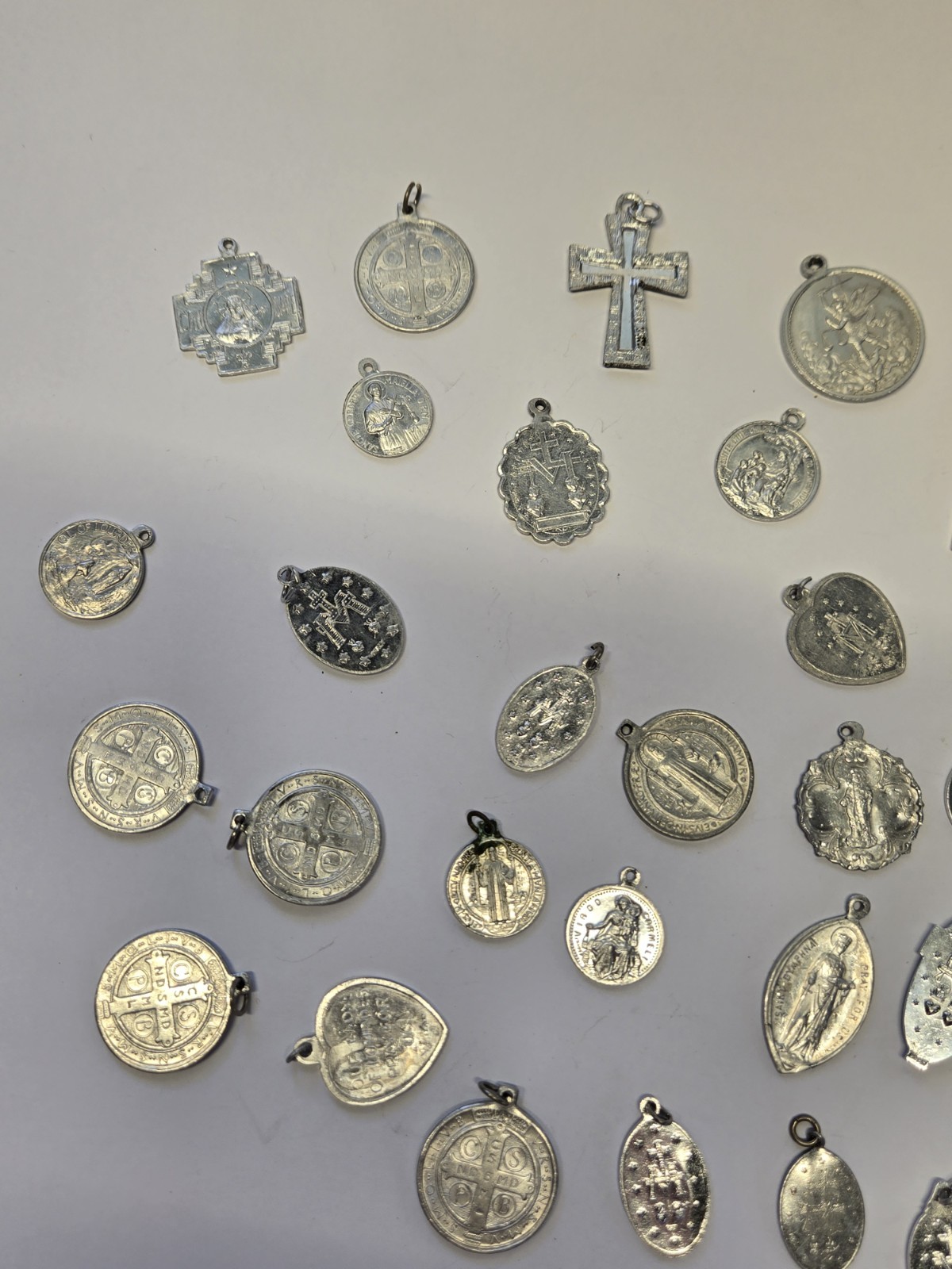 Vintage 39 Piece Lot Aluminum Catholic Medals Half Marked Italy France Germany