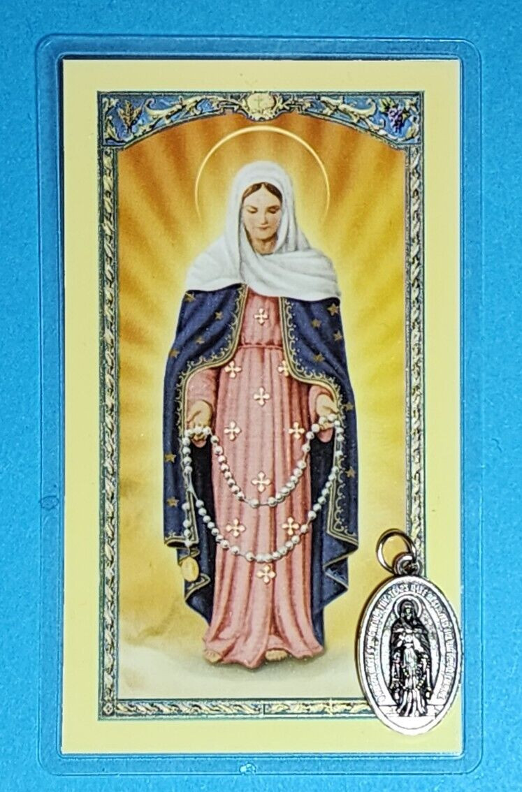 Our Lady of Tears Medal and Laminated Holy Card Set