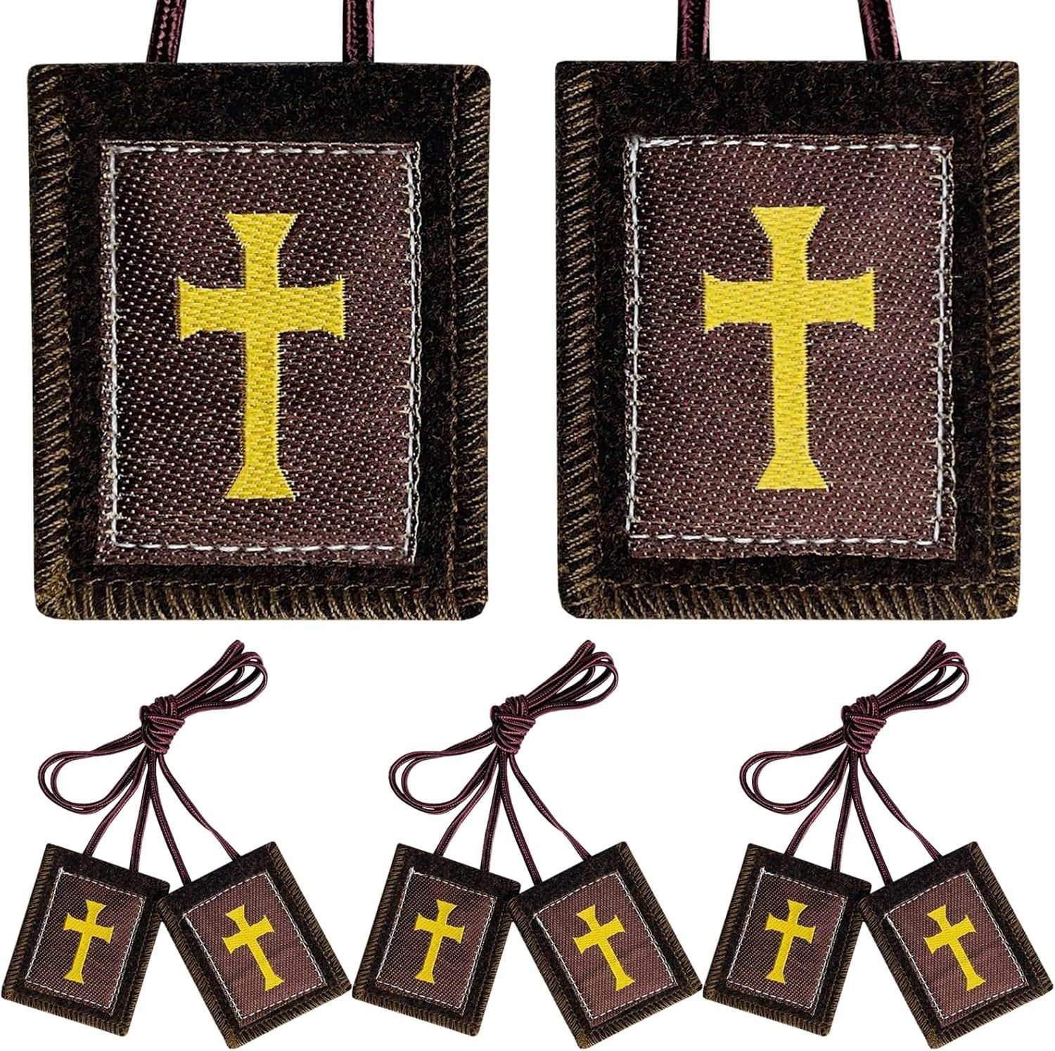 Classic Rectangular Brown Scapulars – 3 Pack for Home Blessings and Devotion