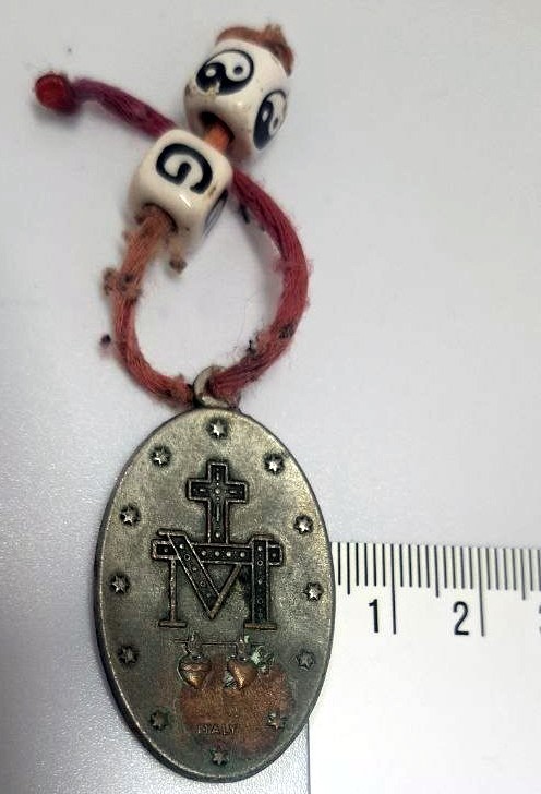 Vintage Miraculous Medal Catholic Blessed Virgin Mary Pendant Silver Tone Italy