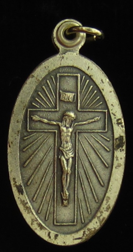 Vintage Jesus Medal Slider Opens Catholic Crucifixion Mary Saint Christopher