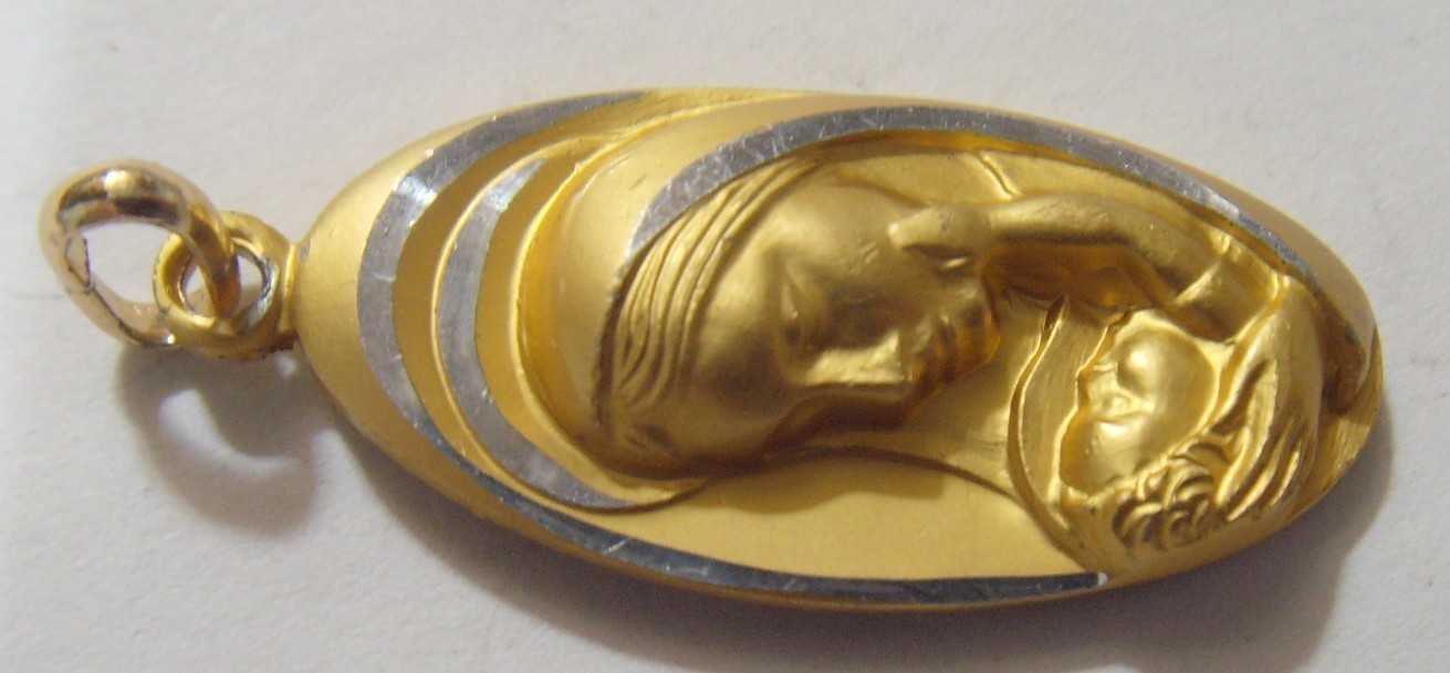1950s vintage catholic Saint Mary Sweetheart of Jesus be my Love pendant 54563