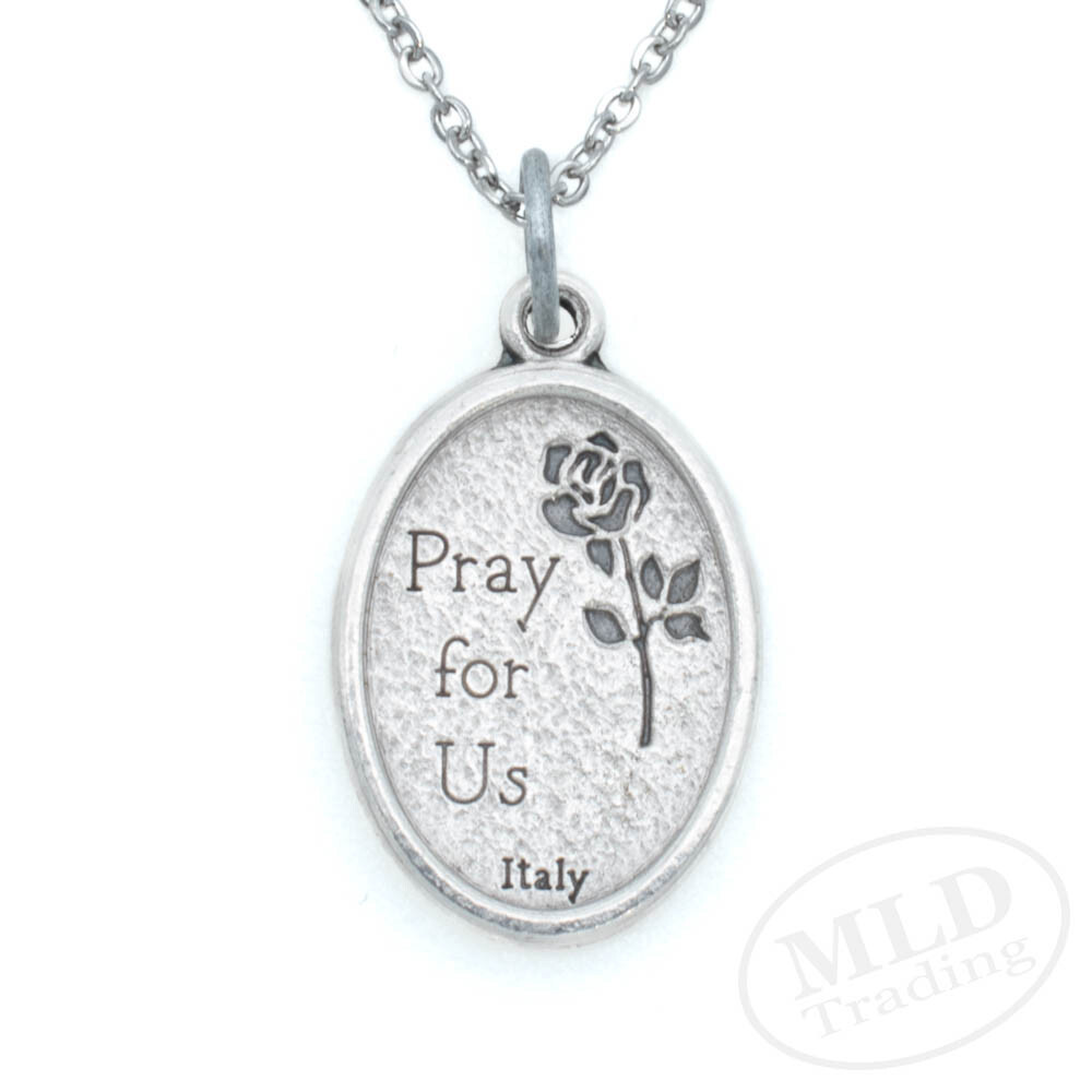 Saint St Christopher Medal Pendant Necklace, Italian, Zinc Alloy, 18″ Link Chain
