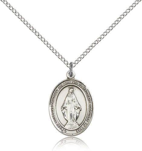Our Lady of Miraculous Medal Pendant For Women – .925 Sterling Silver Necklac…
