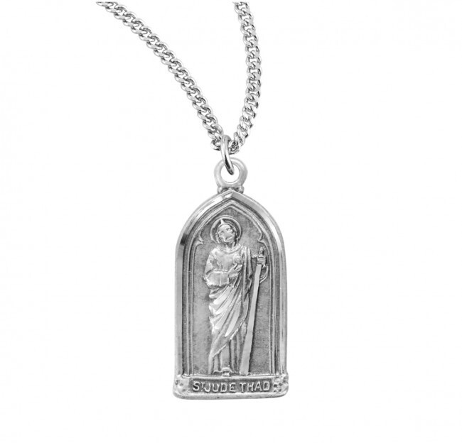 St. Jude Sterling Silver Arch 0.9″ Medal, Gift Box, 18″ Chain, US Made