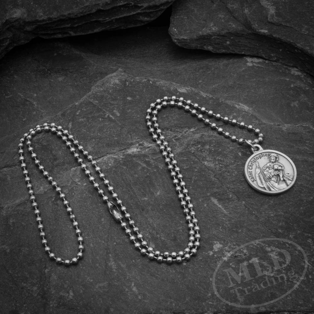 Saint St Christopher Medal Prayer Pendant Necklace Made in Italy 24″ Chain