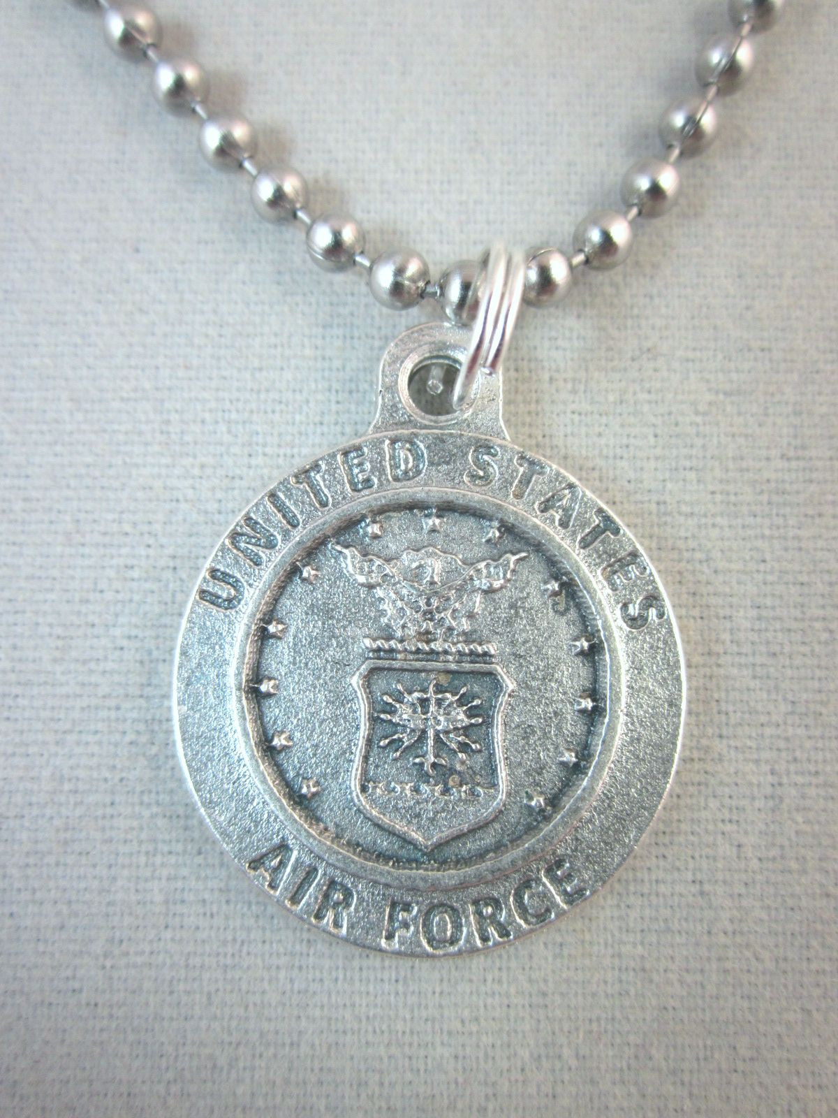3/4″ St Christopher / US Air Force Medal Italy Pendant Necklace 24″ Ball Chain