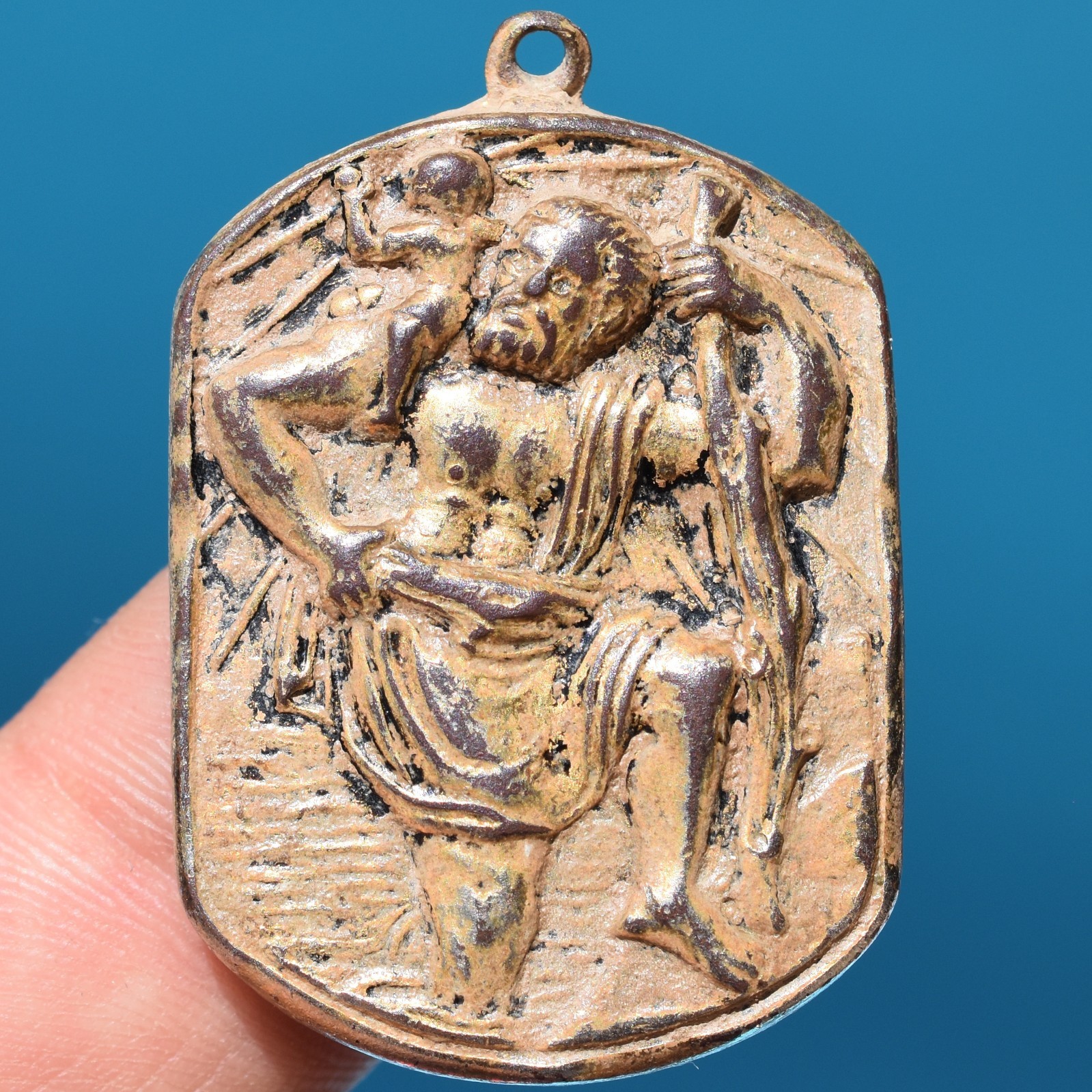 VINTAGE ST CHRISTOPHER RELIGIOUS MEDAL OLD SPANISH MEDALLION