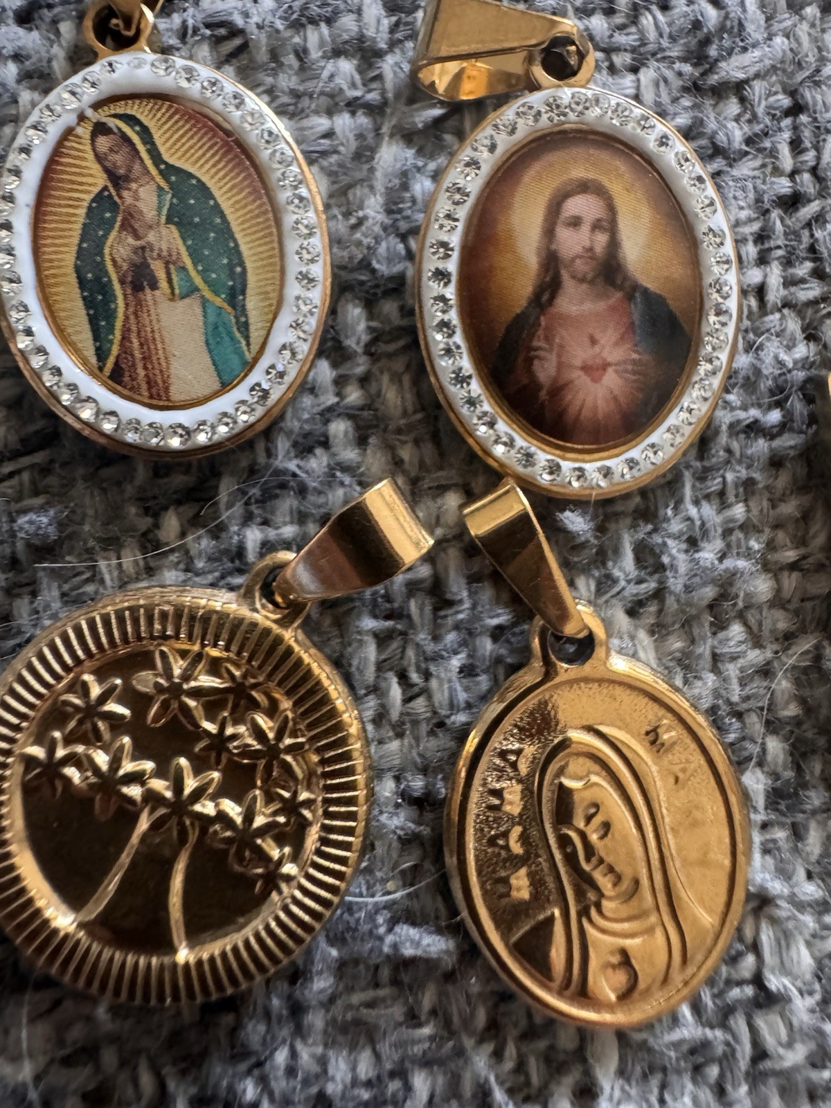 Lot of Religious Pendants Charms, Virgin Mary, Last Supper Jesus Stainless Steel