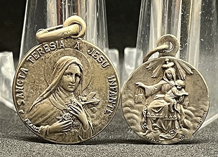 By Lasserre France antique lot 2 St Therese of Jesus, Mount Carmel, Sacred Heart