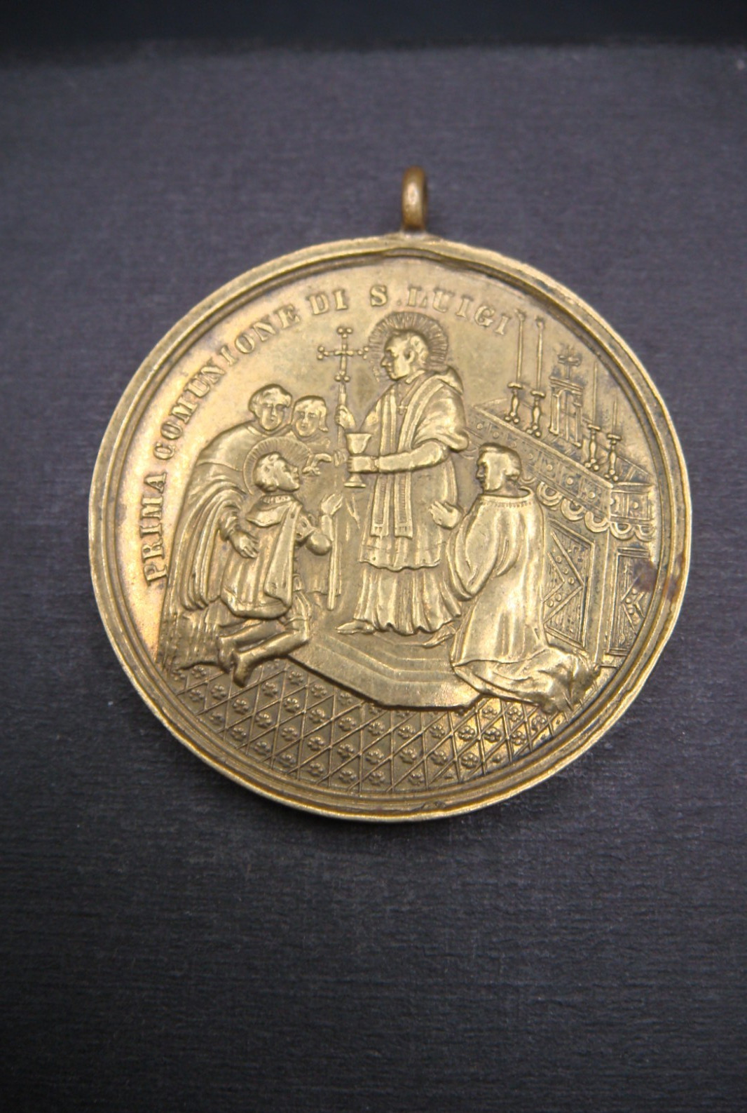 Rare Antique Italian First Holy Communion Commemorative Medal St. Aloysius