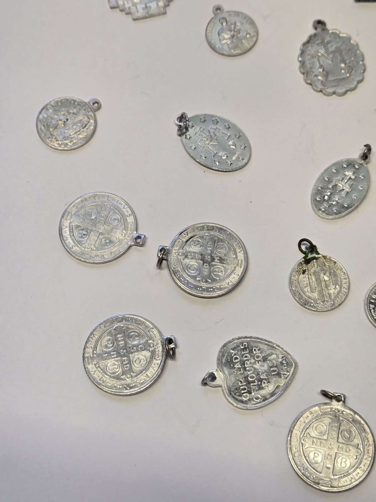 Vintage 39 Piece Lot Aluminum Catholic Medals Half Marked Italy France Germany