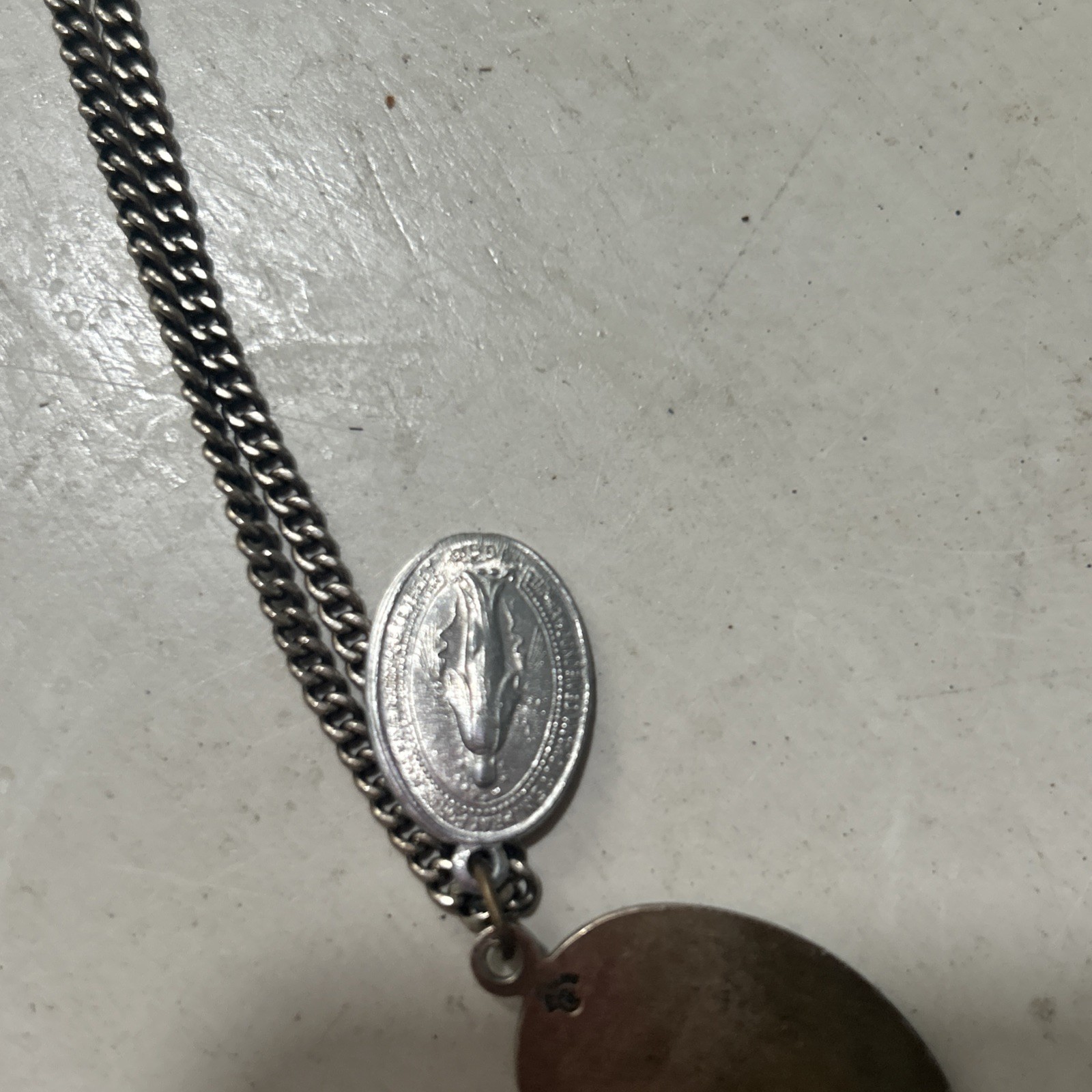 Antique Sterling Silver Saint Christopher Pendant With Chain