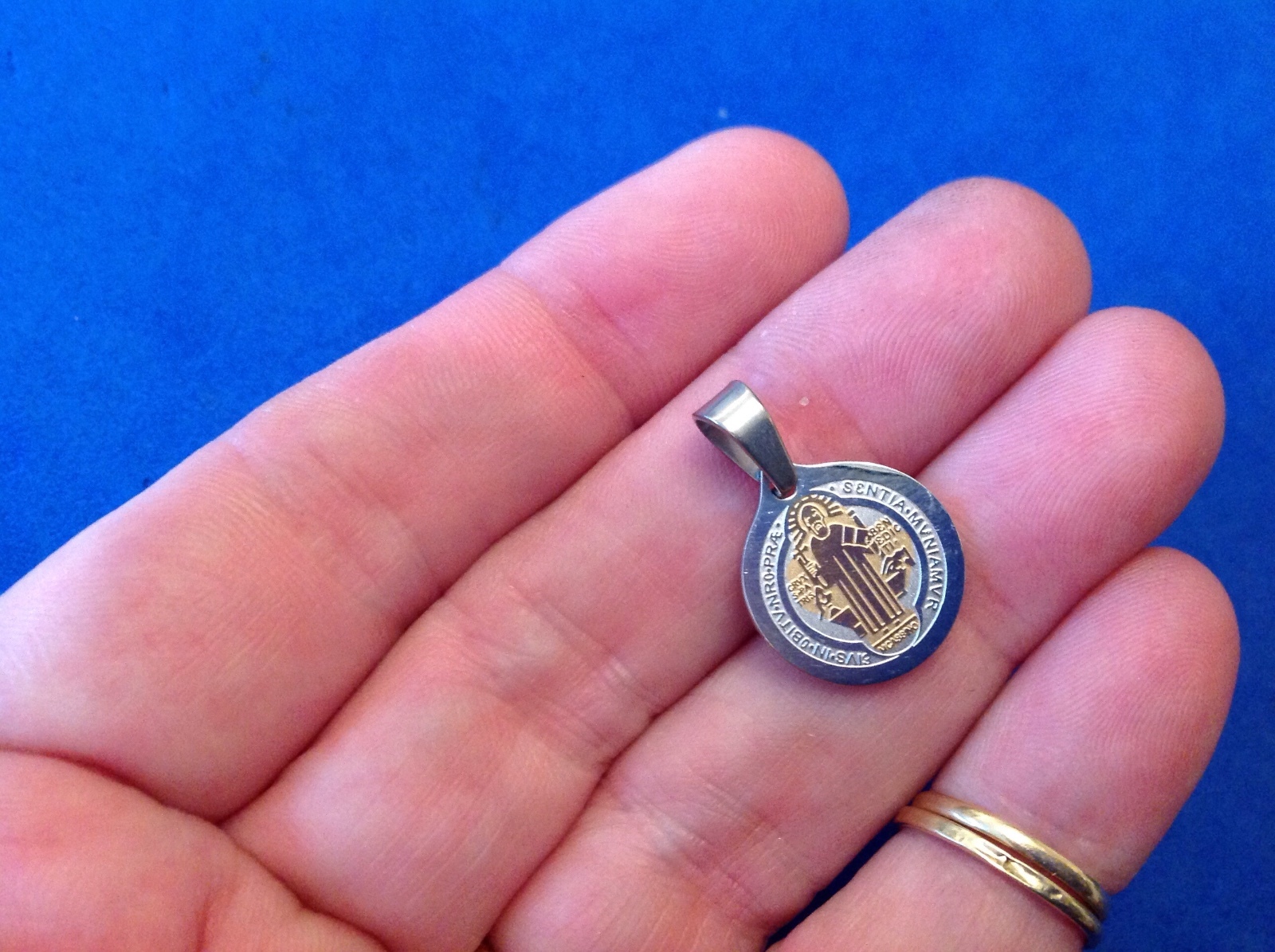 St BENEDICT Medal Protection Exorcism Saint Medal Two Tone Stainless Steel