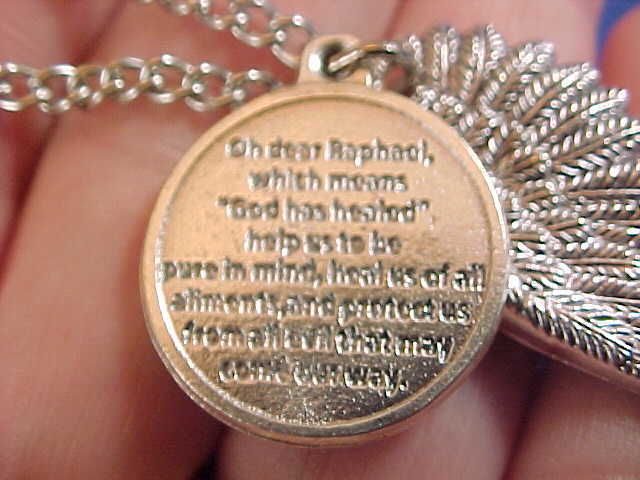 ARCHANGEL St RAPHAEL Saint Medal NECKLACE Pendant Angel Wing PRAYER G3 27″ Chain