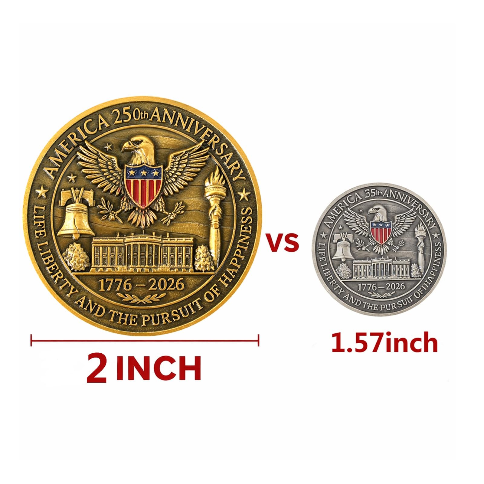 America 1776-2026 250th Anniversary Commemorative Coins, Golden Eagle, Flag…