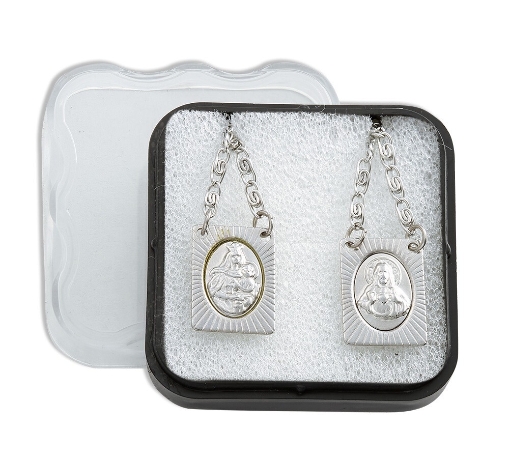 Stainless Steel Scapular, Sacred Heart of Jesus & Virgin of Mount Carmel Medal