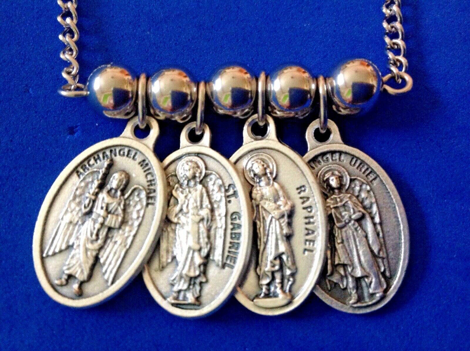 4 Archangel NECKLACE St Medals Michael Gabriel Raphael Saint Uriel