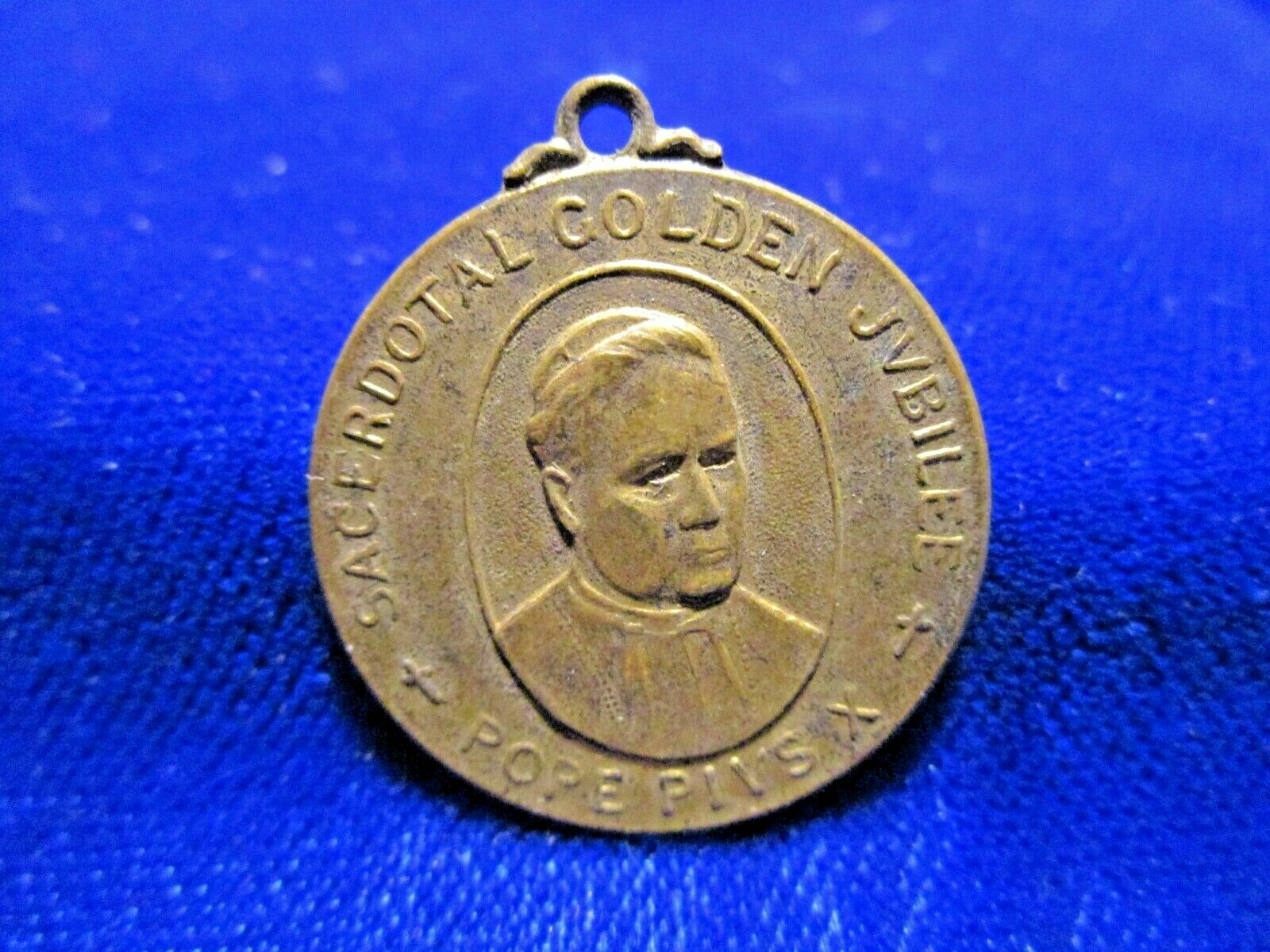 Pope Pius X Medal Golden Jubilee Pittsburgh November 5, 1908 Goldtone/Brass
