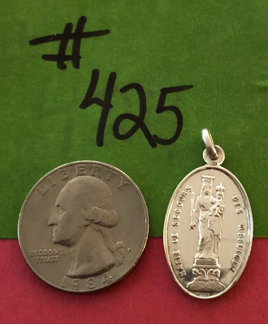 Antique Catholic Religious Medal 900 SILVER Marie Le Secours Des Affliges – 1904