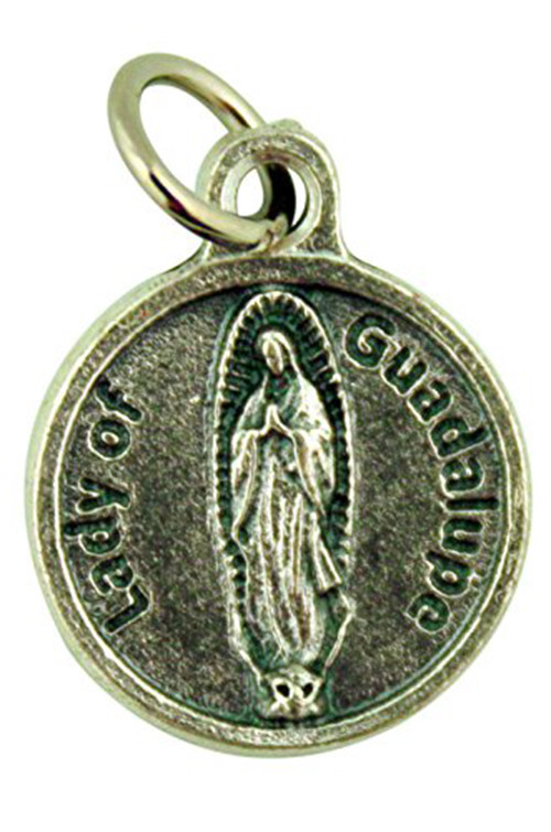 Our Lady of Guadalupe Zinc Alloy Medal with Pray for Us Back, Lot of 3, 3/4 Inch