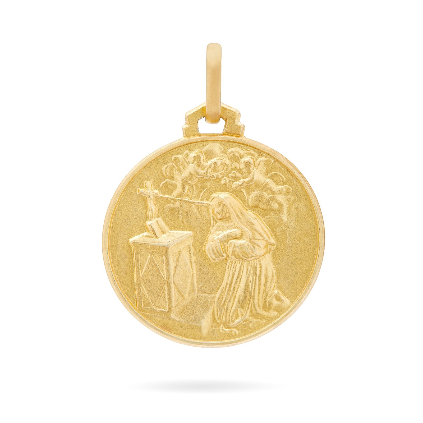 18k Yellow Gold Medal St Saint Rita of Cascia Pendant Religious from Vatican