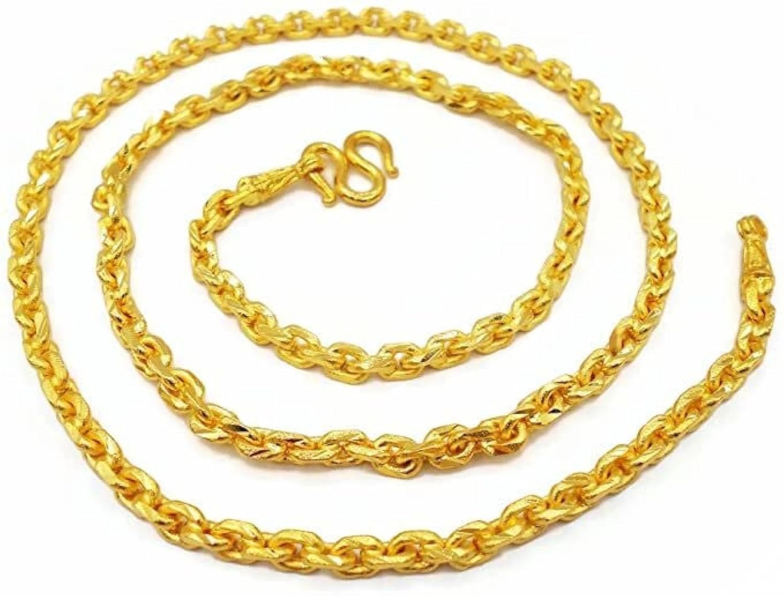 Men’s, Women Classic Chain 22k 23k 24k Thai Baht Gold GP Necklace 26 Inch 5 m…