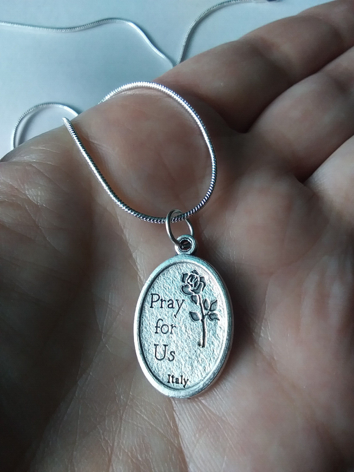 Our Lady of Czestochowa Medal Necklace Holy Card Black Madonna Poland 925 silver