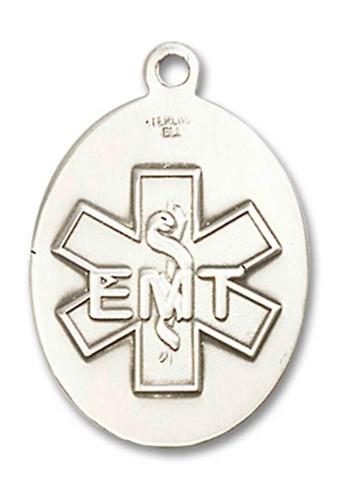 Sterling Silver Cross US Army Military Oval Medal Pendant Necklace 24” Chain