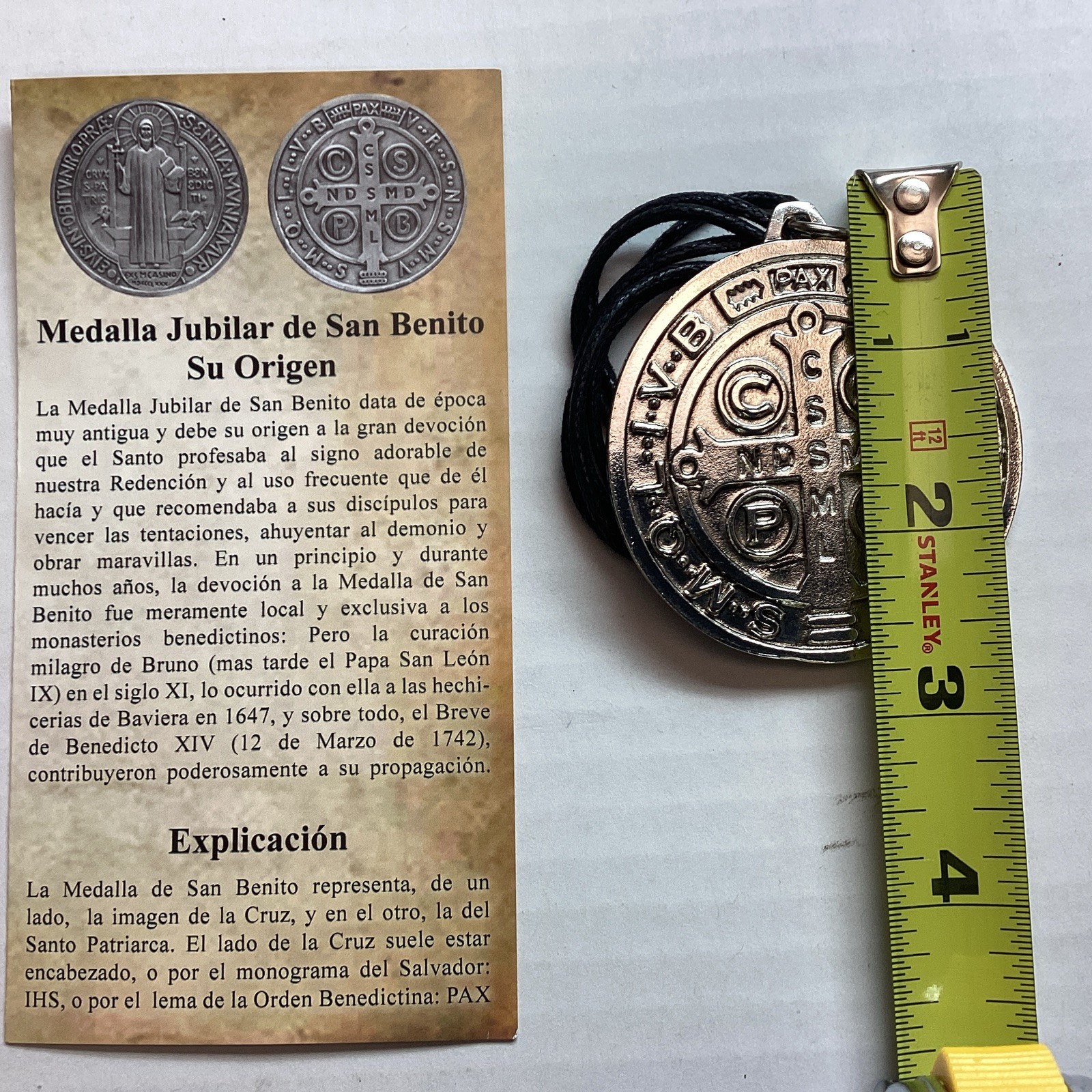 Medal St Benedict 2” Protection Exorcism Prayer Card Medalla San Benito Oración