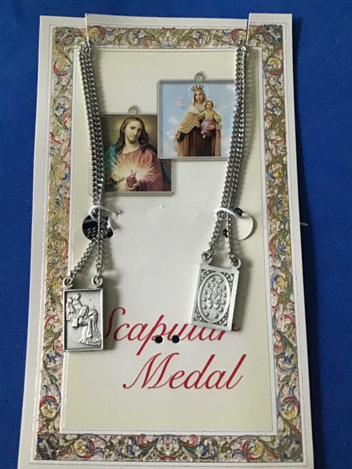 Rare Pewter SCAPULAR SACRED HEART Miraculous Mary’s Promise Stainless Steel