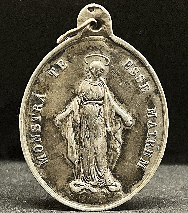 France 1900´ Miraculous Virgin Mary Monstra te esse Matrem Daughters Mary silver