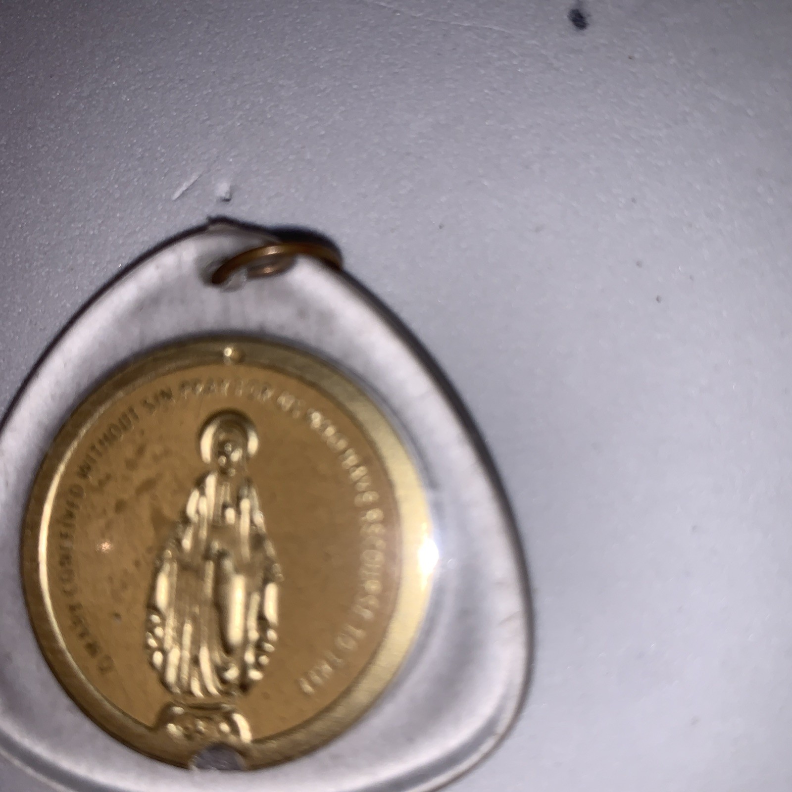 Italy Gold Pendant/medallion of St Mary encased in Plastic( Bail)