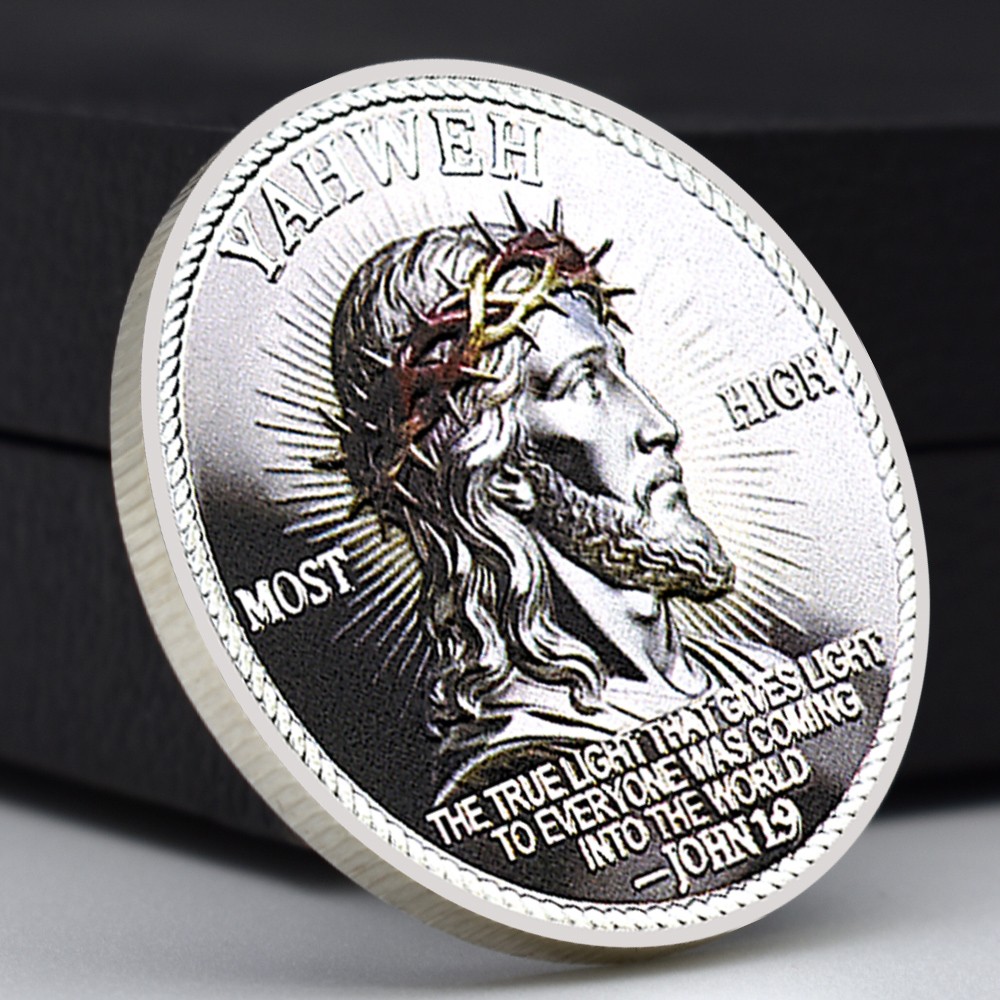 Jesus Cross Christian Challenge Coin John 1:9 Faith Prayer Collectible Medal