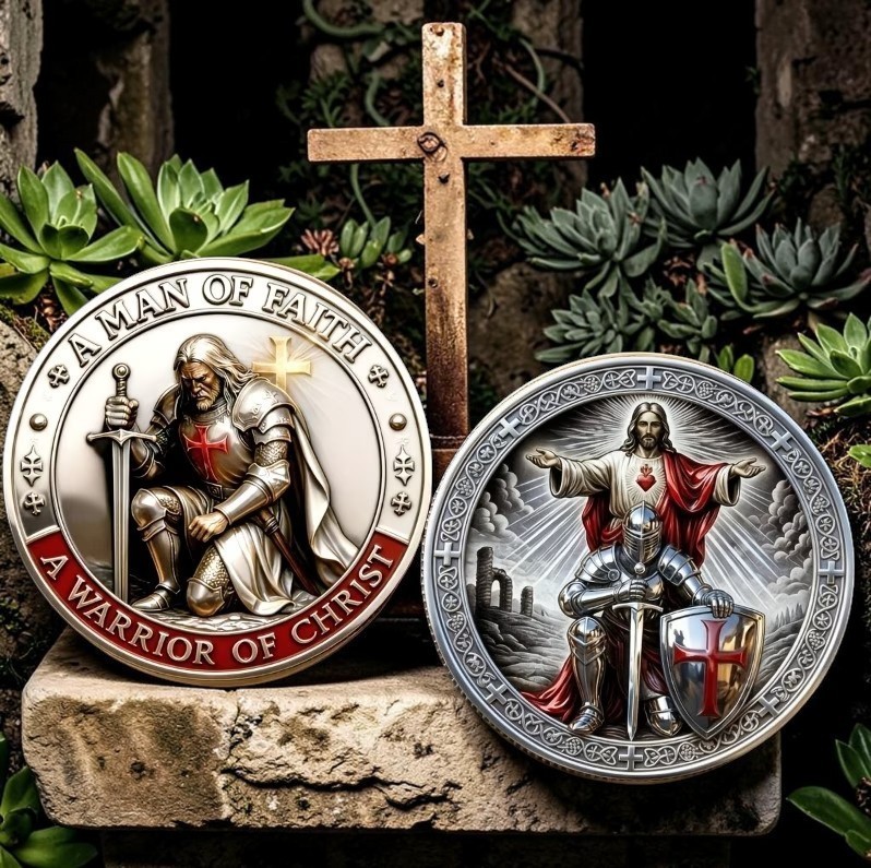 A Man of Faith A Warrior of Christ Relief Jesus Challenge Coin Christian Gift