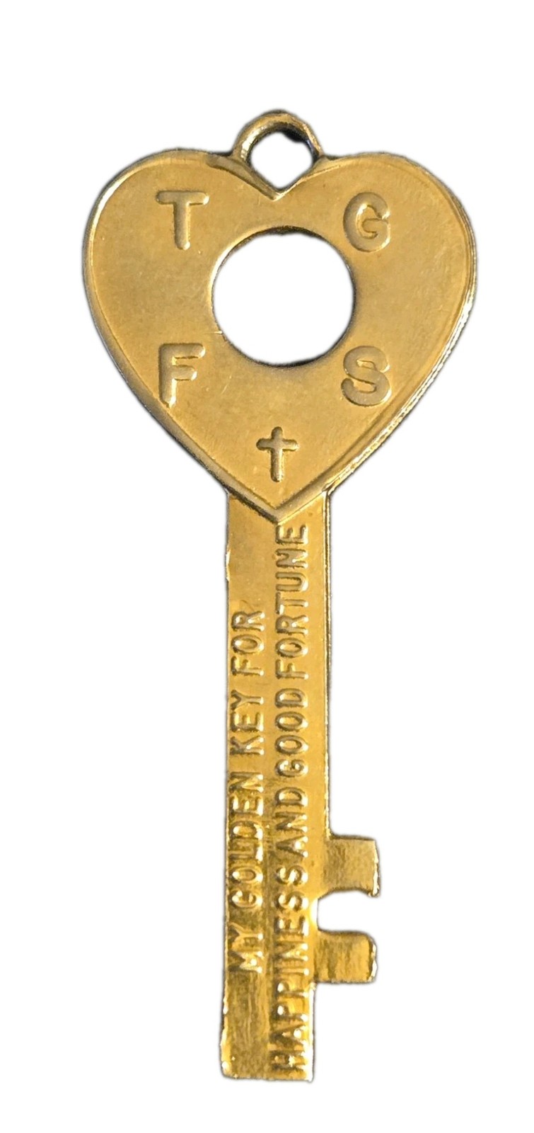 2 VINTAGE CATHOLIC GOD ANSWERS PRAYER BRASS GOLD TONE RELIGIOUS KEY MEDAL 2 LOT