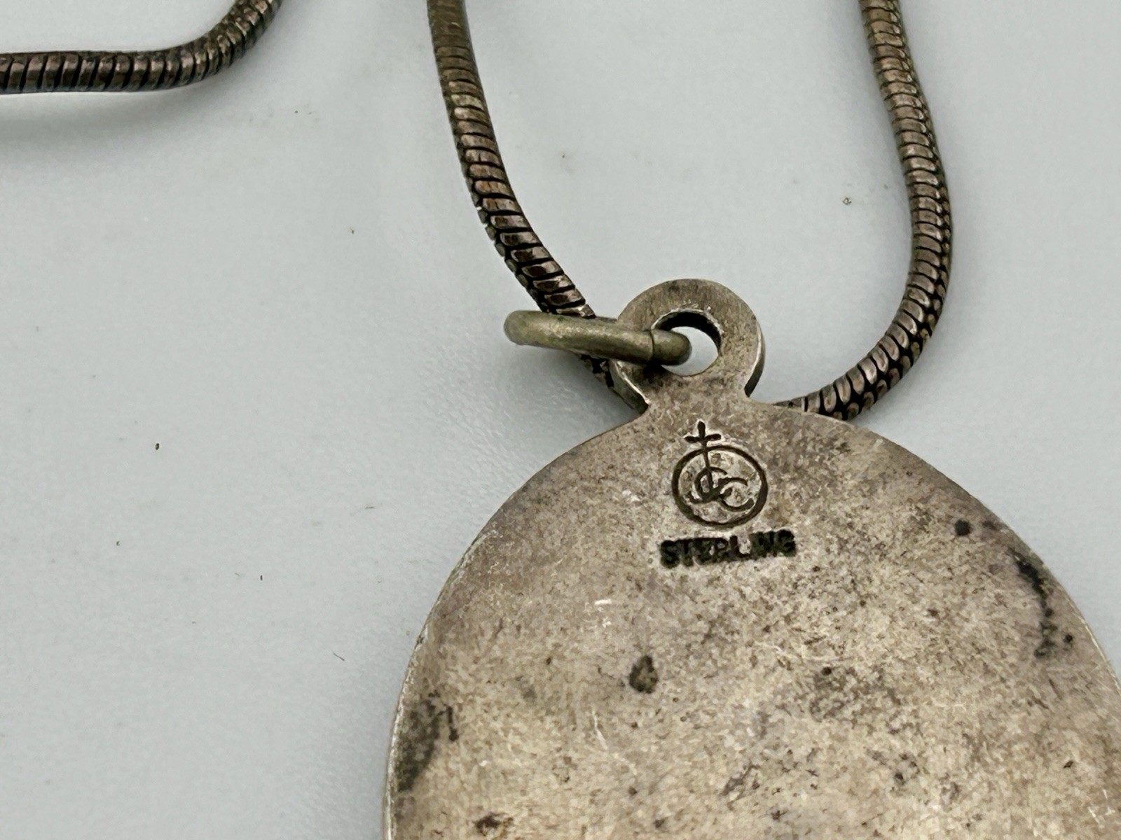 JCC Italy Stella Maris Our Lady Star of Sea 925 Sterling 19″ Necklace 1970s VTG