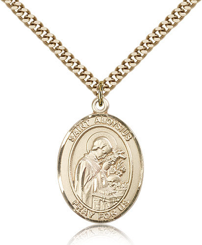 Saint Aloysius Gonzaga Medal For Men – Gold Filled Necklace On 24 Chain – 30…