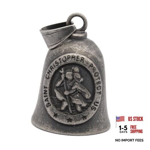 Saint ST. Christopher Protect Us Motorcycle Bells W/Hanger for Grey