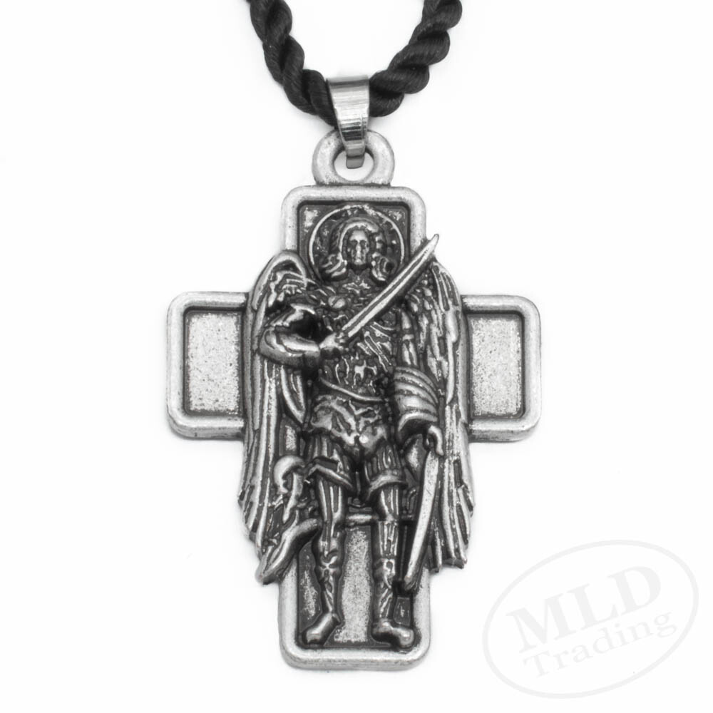 Archangel Patron Saint St Michael Battle Cross Pendant Necklace For Protection