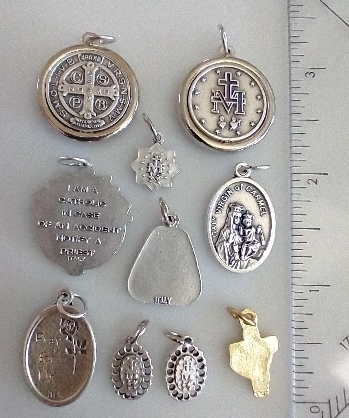 Catholic Lot Religious Medals Enamel Jesus Mary St Christopher Dove Holy Spirit
