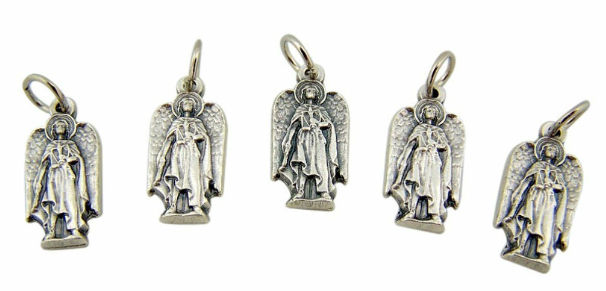 Lot of 6 Archangel Saint St Uriel 3/4 Inch Silver Tone Silhouette Medal