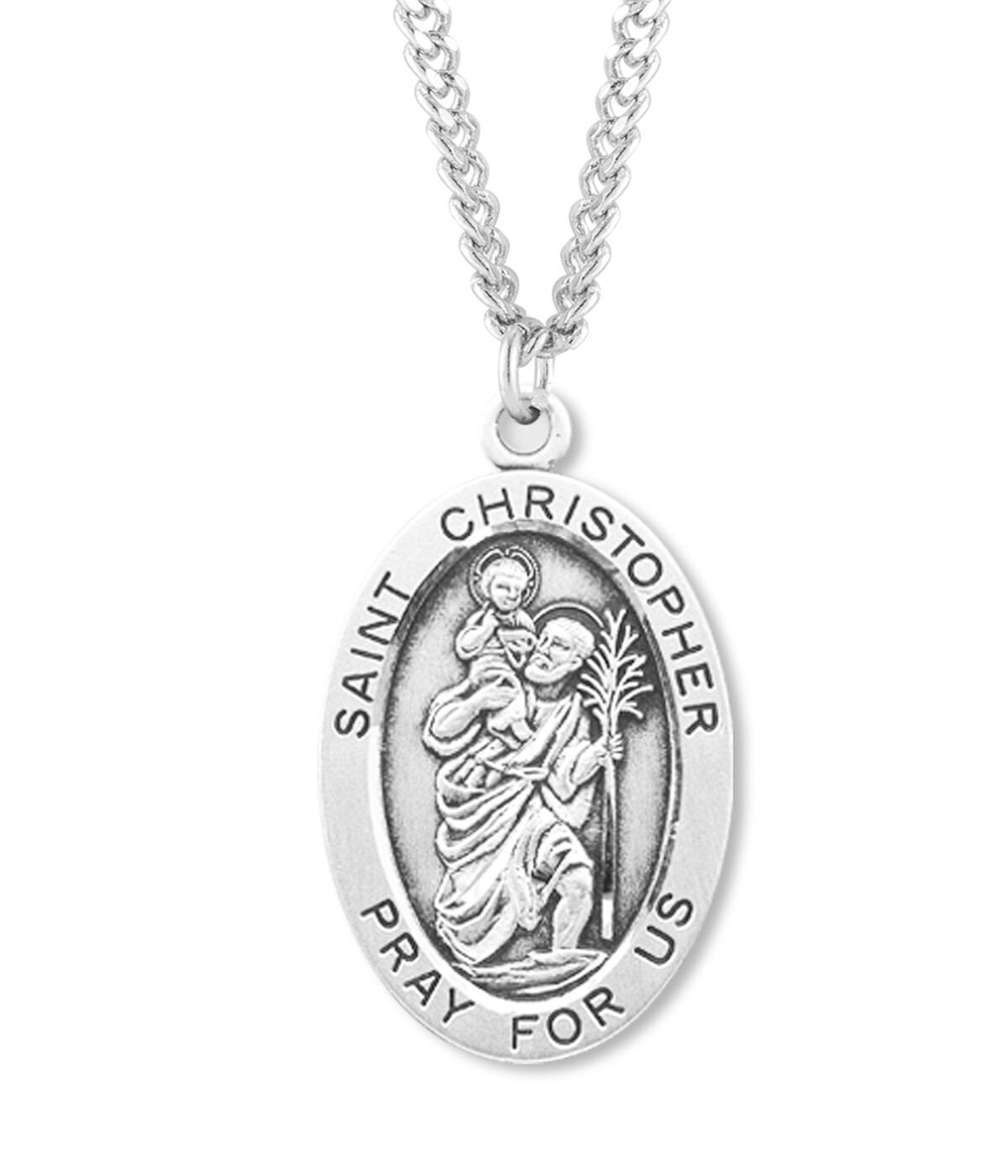 925 Sterling Silver Saint Christopher Pendant Medal Necklace With Chain & Box