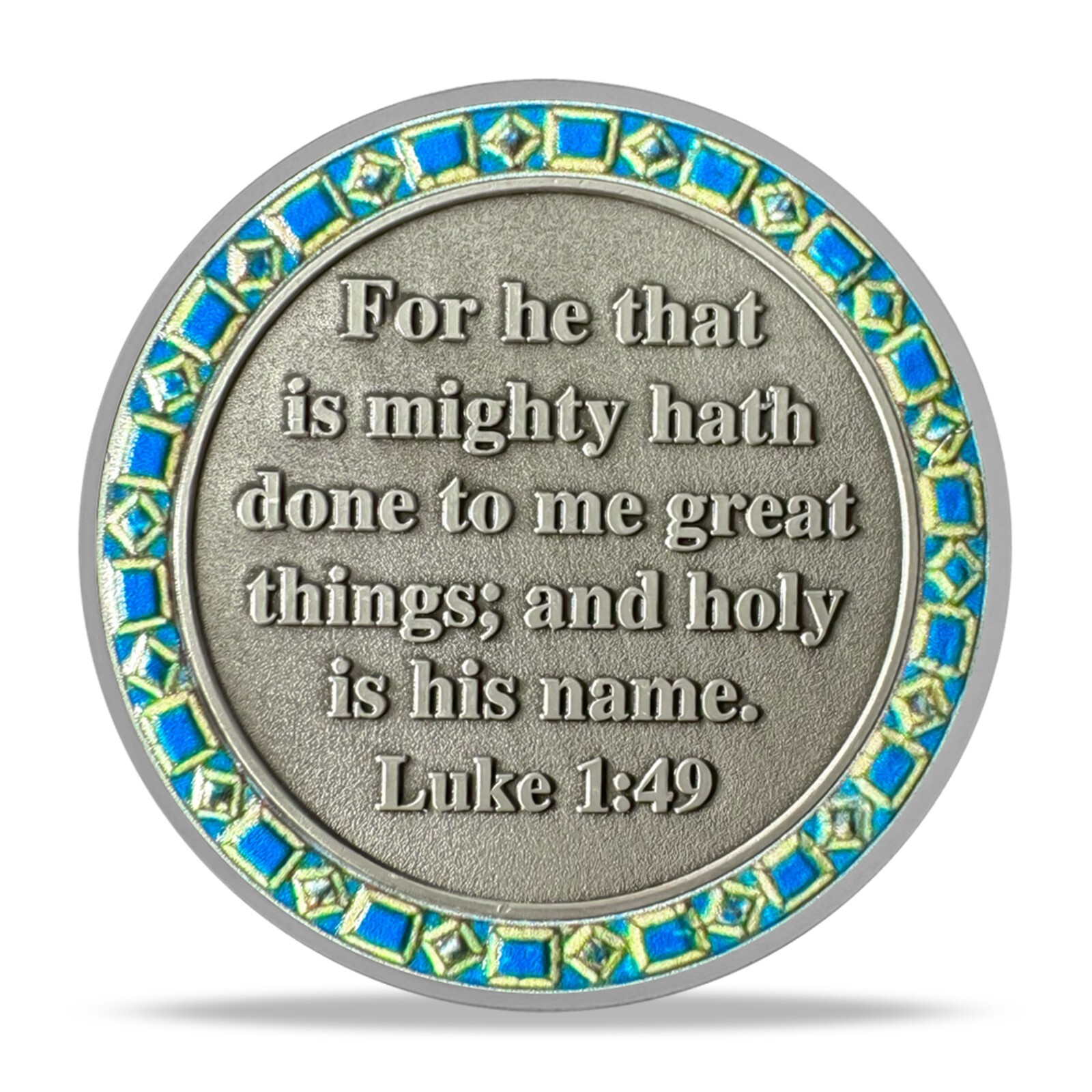 5pcs Christian Annunciation Challenge Coin Luke 1:49 Bible Verse Faith Coin Gift